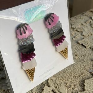 NWT ice cream scoop earrings surgical steel